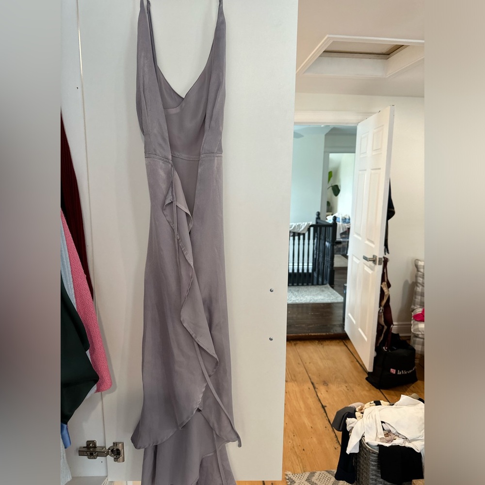 Lilac high-low wrap silk dress